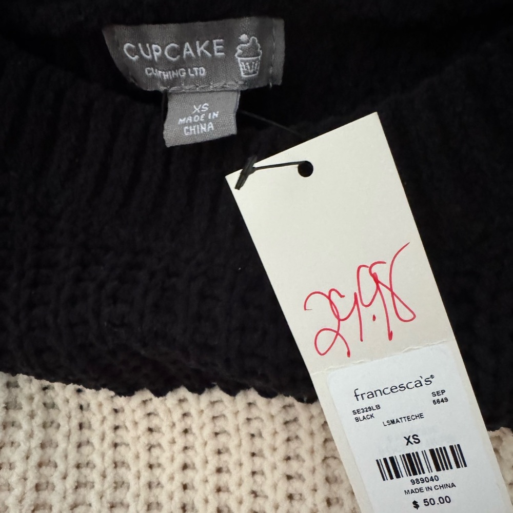 Cupcake Clothing, LTD Black and Cream Sweater